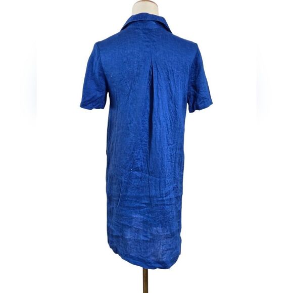 Maeve Anthropologie Blue Linen Lace Up Mini Dress Or Beach Cover Up - Picture 4 of 7